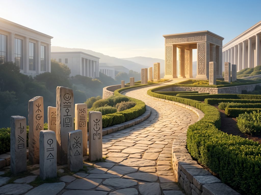 מסלול התפתחות מקצועי ב-NLP, מדרגת פרקטישנר ועד דרגת מאסטר, עם סמלים של למידה ומומחיות.